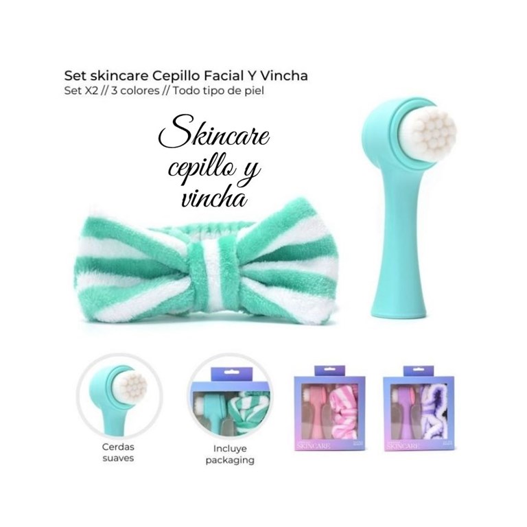 SET SKINCARE CEPILLO FACIAL Y VINCHA