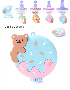 Cepillo retractil con espejo osito con dona