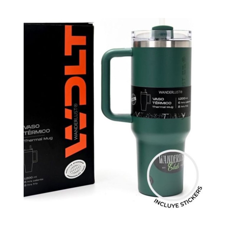 VASO TERMICO VERDE WANDERLUST CON PICO 900ML