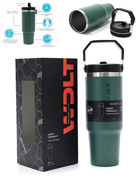 VASO TERMICO VERDE WANDERLUST CON PICO 900ML