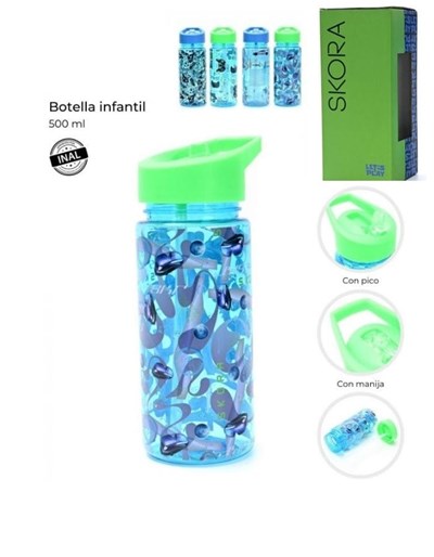 BOTELA INFANTIL CON PICO 500ML ESTAMPA FUTBOL