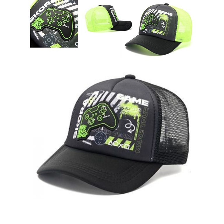 GORRO DE NENE CON VISERA ESTAMPA Y APLIQUE GAME