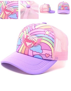 GORRA PARA NENA CON VECERA, ESTAMPA ESTRELLAS, CORAZONES Y NUVES