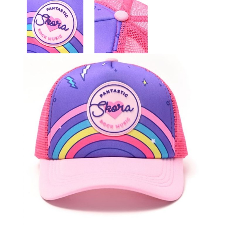 GORRO INFANTIL CON VISERA PARA NENA ESTAMPA ARCOIRIS