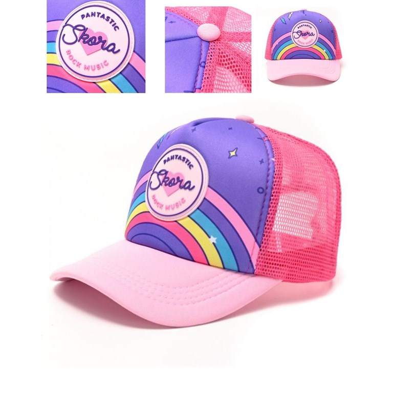 GORRO INFANTIL CON VISERA PARA NENA ESTAMPA ARCOIRIS
