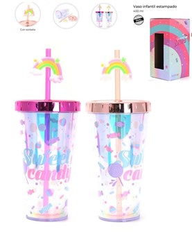 VASO INFANTIL CON SORBETE. ESTAMPA GOLOSINAS