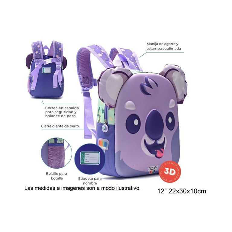 Mochila con luz kawaii aika termoformada 12'.Disney