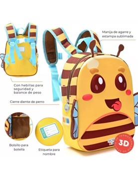 Mochila con luz kawwaii bee termoformada abeja 12'.Disney