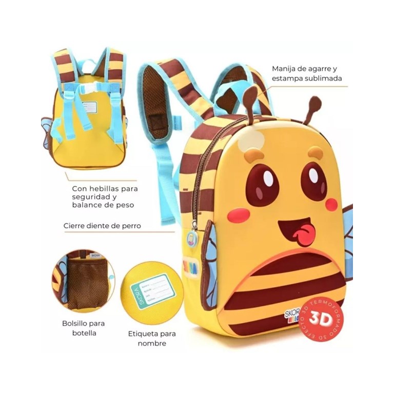 Mochila con luz kawwaii bee termoformada abeja 12'.Disney