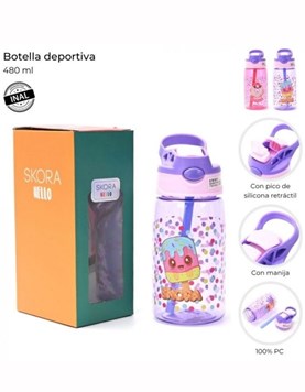 Botella infantil pico retractil y agarre 480ml.