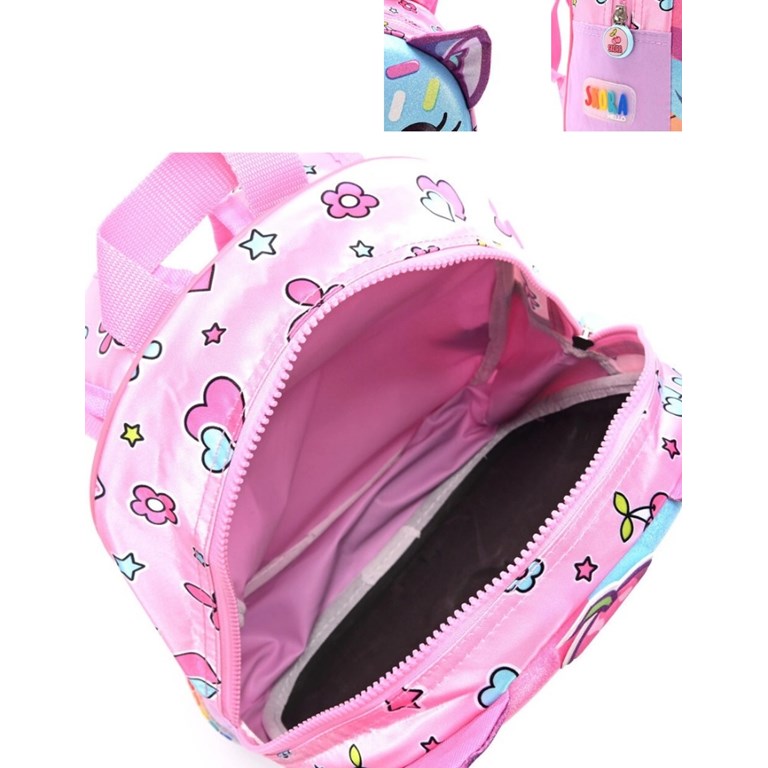 MOCHILA CON CARRO KAWAII TERMOFORMADA GATITO HELADO. MED. 22 X 30X 10 CM. 12'. DISNEY