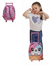 MOCHILA CON CARRO KAWAII TERMOFORMADA GATITO HELADO. MED. 22 X 30X 10 CM. 12'. DISNEY