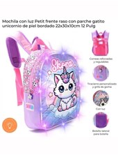 Mochila petit espalda termoformada 3d gatito unicornio con luz.Medidas 22x30x10 12 pulgadas
