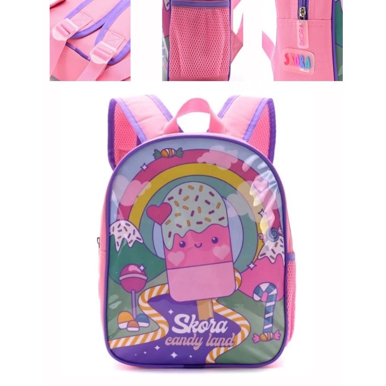 Mochila petit termoformada mundo candy.Medidas 22x30x10 pulgadas 12