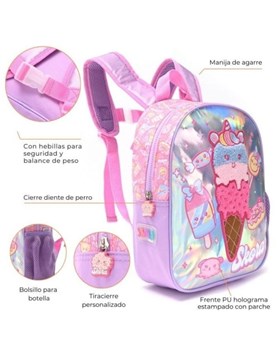 Mochila petit termoformada helado.Medidas:22x30x10 cm pulgadas 12