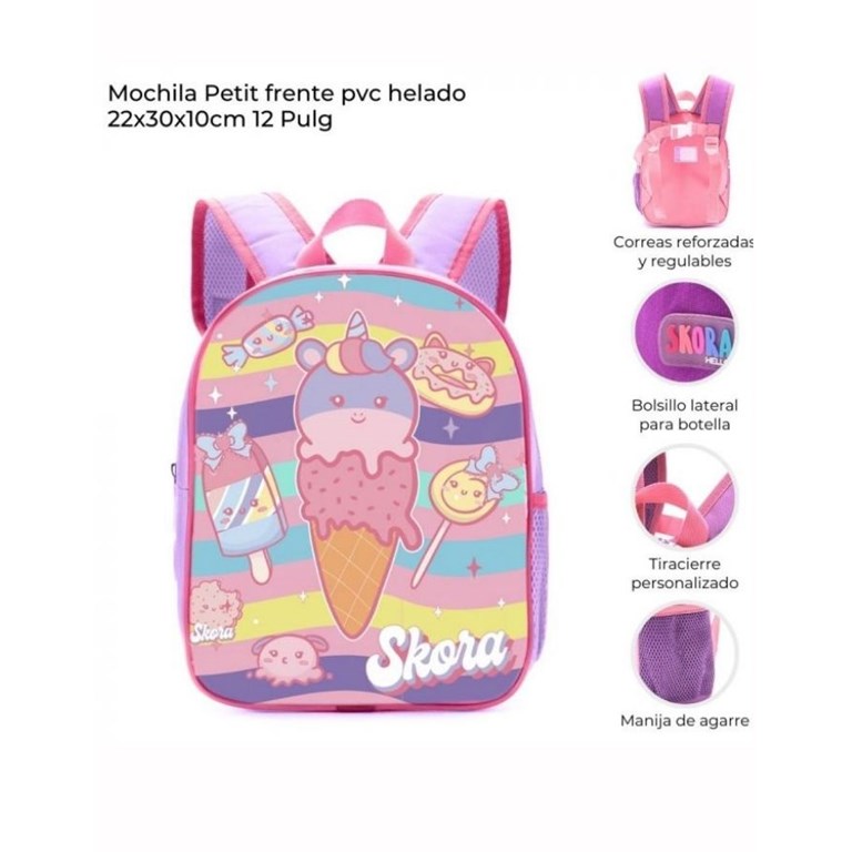 Mochila petit termoformada helado.Medidas:22x30x10 cm pulgadas 12