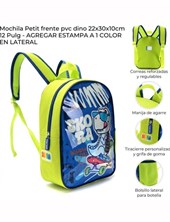 Mochila petit frente pvc dino Disney.Medidas 22x30 x 10cm 12 pulgadas