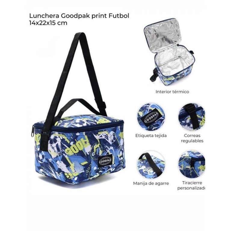 Lunchera goodpak print futbol 14x22x15cm