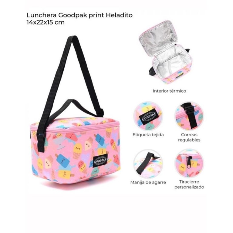 Lunchera goodpak print heladito 14x22x15 cm