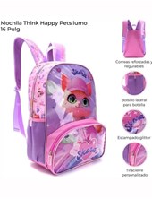 Mochila thinks happy pets gatita rubia con llavero 16 pulgadas