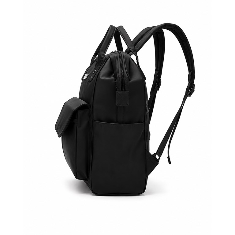 MOCHILA MATERNAL NEGRA CON CAMBIADOR 14' 36X24X19 CM DOBLE COMPARTIMENTO
