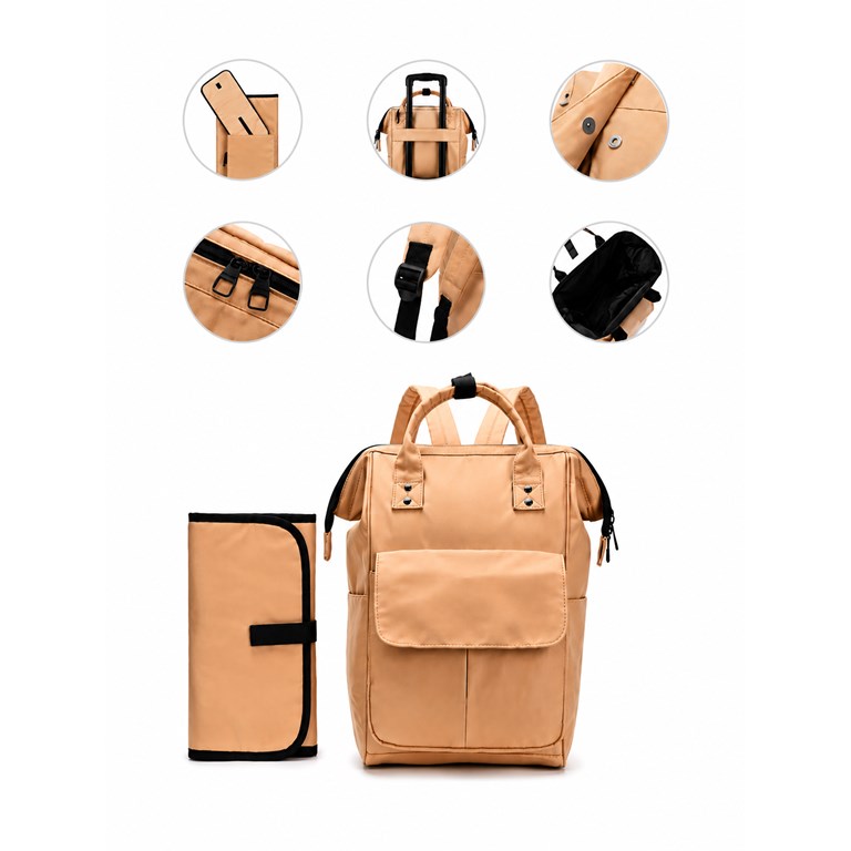 MOCHILA MATERNALCAMEL  14' CON CAMBIADOR DOBLE COMPARTIMENTO  36X24X19 CM