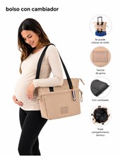 BOLSO MATERNAL CAMEL CON CAMBIADOR Y LLAVERO 33X9X33 CM