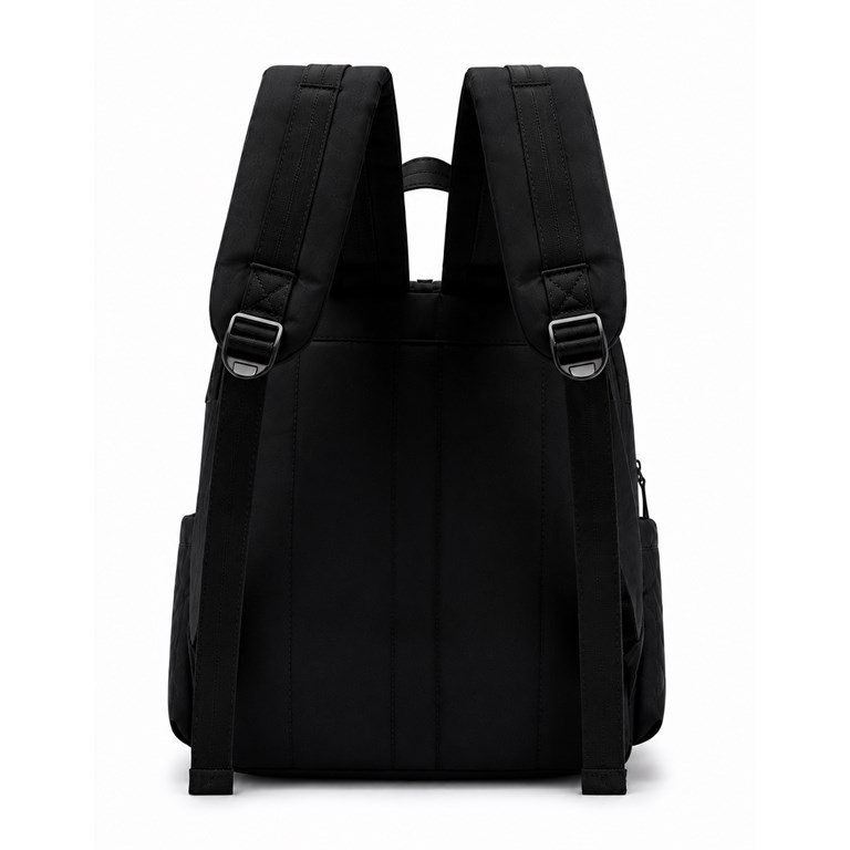 MOCHILA MATERNAL NEGRA  MATELASSE CON CAMBIADOR Y MONEDERO 36X29X16 CM
