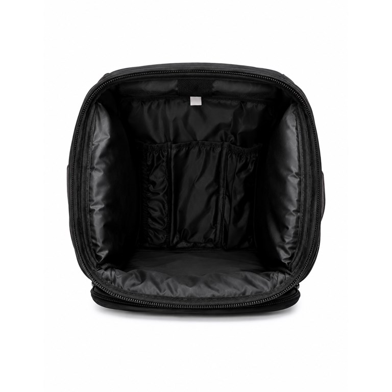 MOCHILA MATERNAL NEGRA  MATELASSE CON CAMBIADOR Y MONEDERO 36X29X16 CM