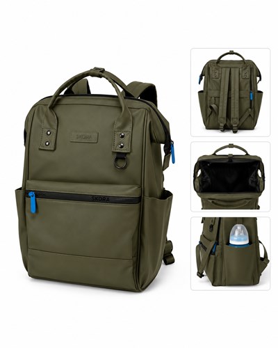 MOCHILA MATERNAL BOCA DE PEZ COLOR MILITAR 40X25X18 CM