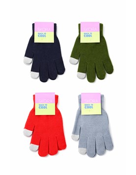 GUANTE ESCOLAR DE LANA CON 2 DEDOS TOUCH 17 CM