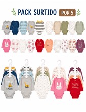 PACK X 5 UNIDADES: BODY  MANGA LARGA DE ALGODÓN, PACK DE 5 DE BEBE VARON O PACK DE 5 DE BEBA