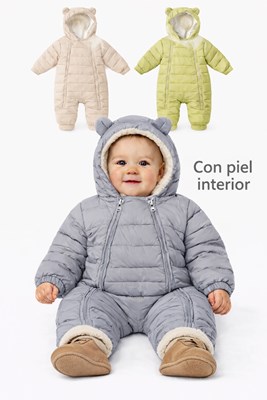 ASTRONAUTA INFLABLE LISO CON CAPUCHA Y OREJITAS. INTERIOR MICROPOLAR