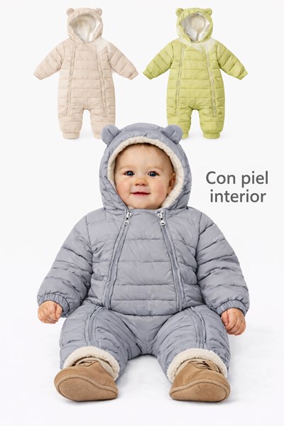 ASTRONAUTA INFLABLE LISO CON CAPUCHA Y OREJITAS. INTERIOR MICROPOLAR