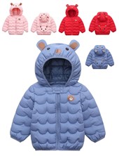 CAMPERA INFLABLE CON ESTAMPA EN CAPUCHA Y ESPALDA CON  OREJITAS