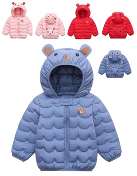 CAMPERA INFLABLE CON ESTAMPA EN CAPUCHA Y ESPALDA CON OREJITAS