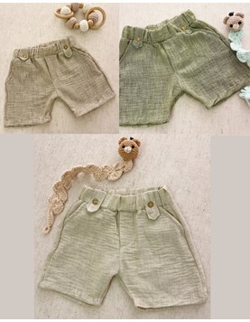 SHORT FACU DE LINO CON BOLSILLOS. COCOMIEL