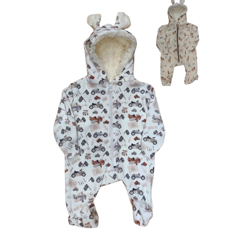 astronaura de plush estampado forrado en corderito con cierre cocomiel