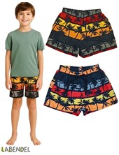 Short baño estampa palmeras con suspensor y cordon en cintura ajustable y bolsillo atras con ojalillo para que salga el agua. Labendel