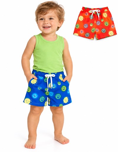 SHORT BEBE BAÑO CON SUSPENSOR CARITAS.LABENDEL