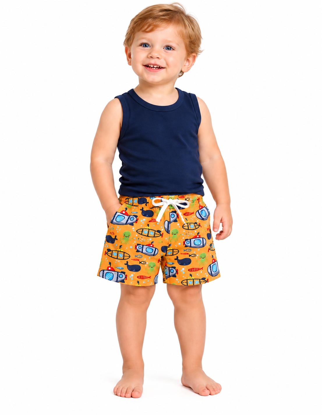 SHORT BEBE BAÑO CON SUSPENSOR  SUBMARINOS.LABENDEL
