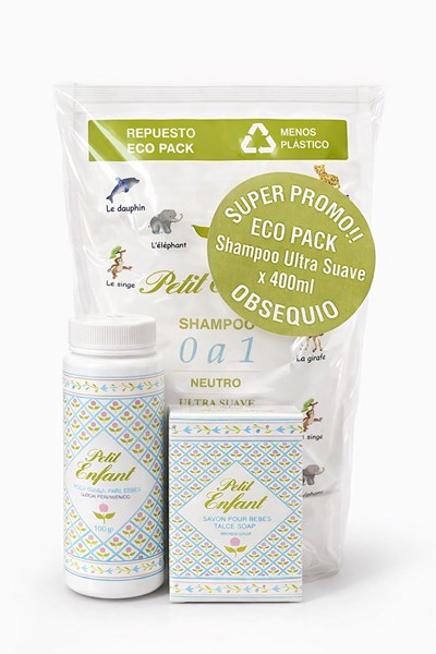 FÉCULA X 100 GR + JABÓN X 100 GR + ECO PACK SHAMPOO. PETIT ENFANT