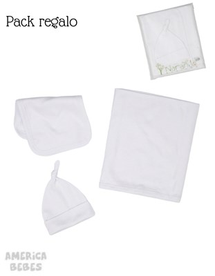 Mantita, Gorrito y Babita Liso INTERLOCK BLANCO. Naranjo.