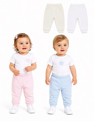 PANTALON LARGO ALGODON  BEBE  CON PUÑO NARNAJO