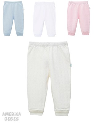 PANTALON LARGO ALGODON  BEBE  CON PUÑO NARNAJO