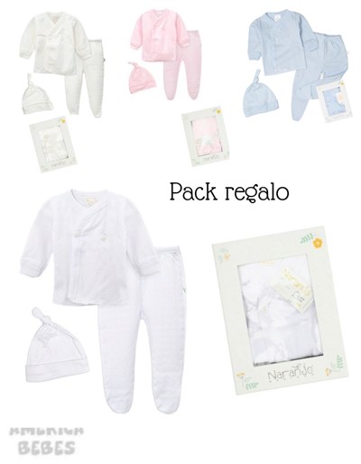 Pack de regalo Liso en CAJA: Batita, Medio Osito y Gorrito Termico. Colores surtidos. Naranjo.