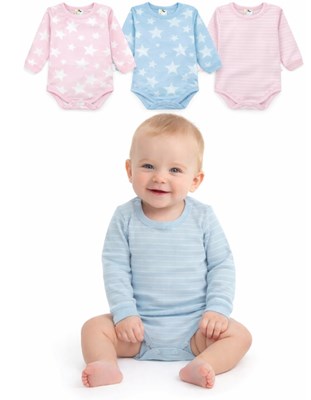 Body Frances Bebe y Beba con Broche estampado Colores surtidos. Naranjo.