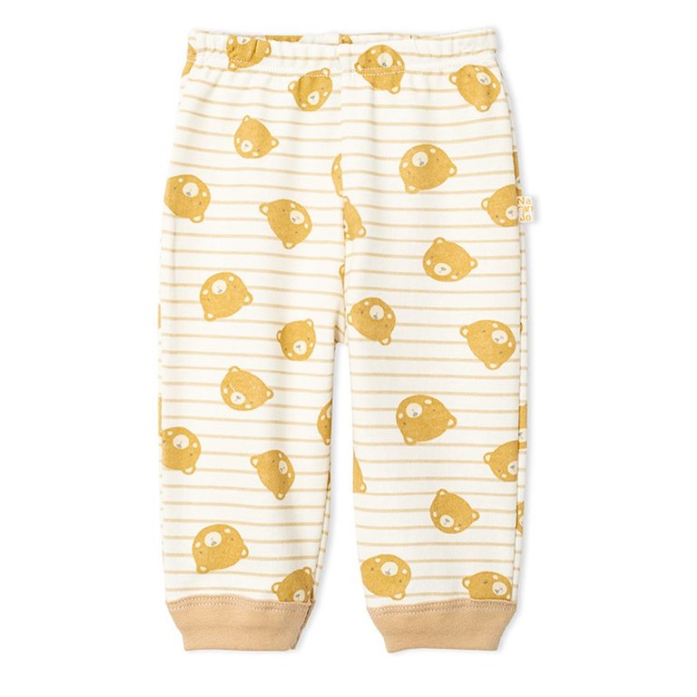 PANTALON CON PUÑO RAYADO PARA BEBE UNISEX NARANJO