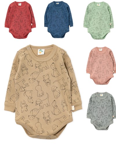 Body manga larga con Broche estampado color. Bebe varon Colores surtidos. Naranjo.