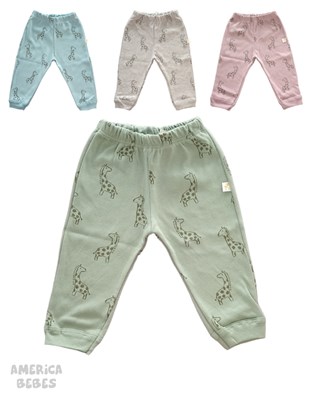 PANTALON CON PUÑO ALGODON PARA BEBE VARON ESTAMPADO VARIOS COLORES NARANJO